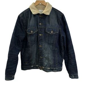 Aeropostate Sherpa-Lined Dark Wash Denim Trucker Jacket Winter Jacket‎ Men Sz M